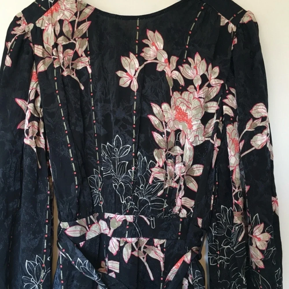 Anthropologie Harlyn Floral Boho Wide Leg Jumpsuit Balloon Sleeve S - Picture 9 of 14